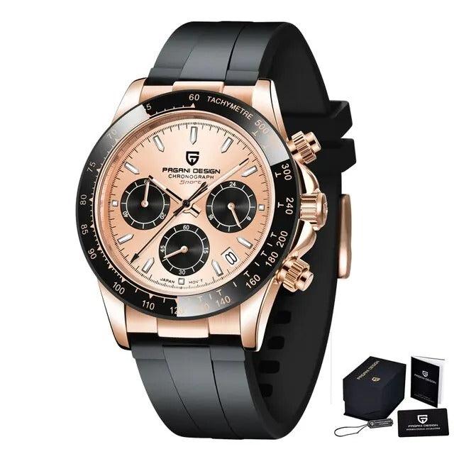 Pagani Design 1664 - Armbanduhr mit Silikonarmband, Datum, Chronograph 40 mm